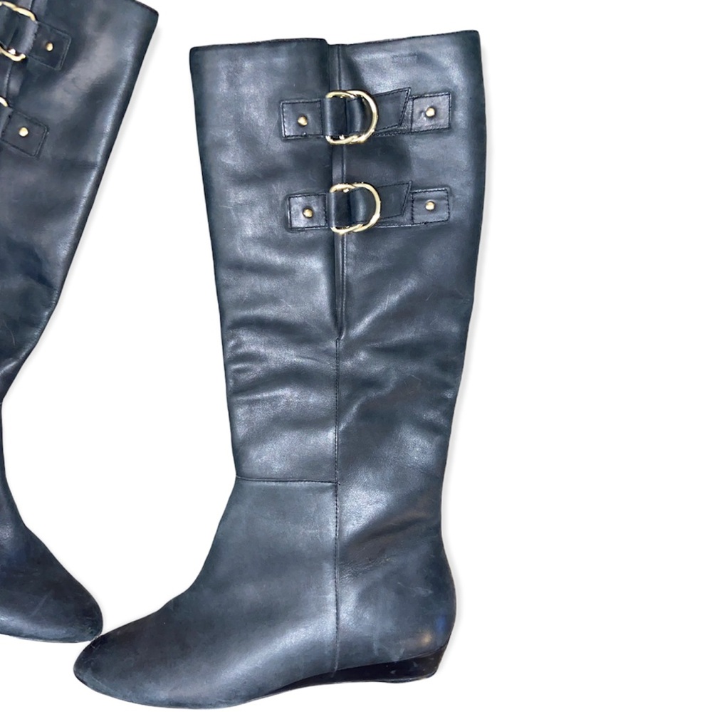 Seychelles Vintage Leather Matte Black Tall Buckle Boots - Picture 5 of 13